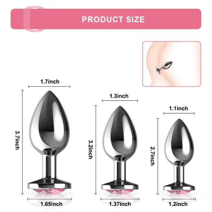 3 Pcs Set Luxury Metal Butt Toys | Lovetoyshub Female Sex Toys