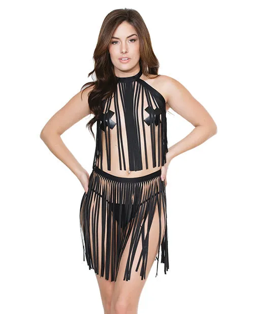 Anal | Coquette International Play Darque Fringe Harness Top & Skirt Black O/s Anal | Coquette International Play Darque Fringe Harness Top & Skirt Black O/s