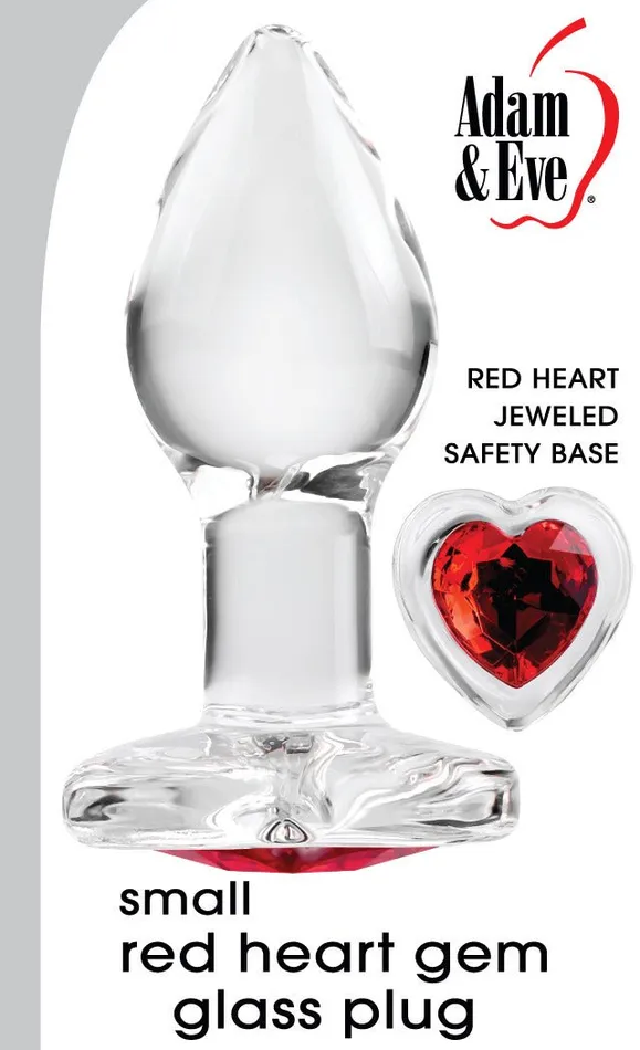 Anal Evolved Novelties Adam Eve Red Heart Gem Glass Plug