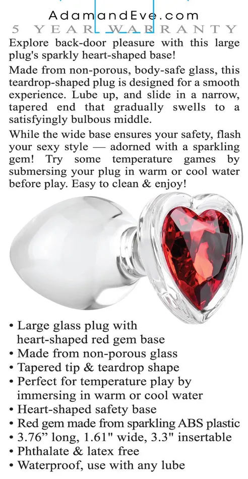 Anal | Evolved Novelties Adam & Eve Red Heart Gem Glass Plug