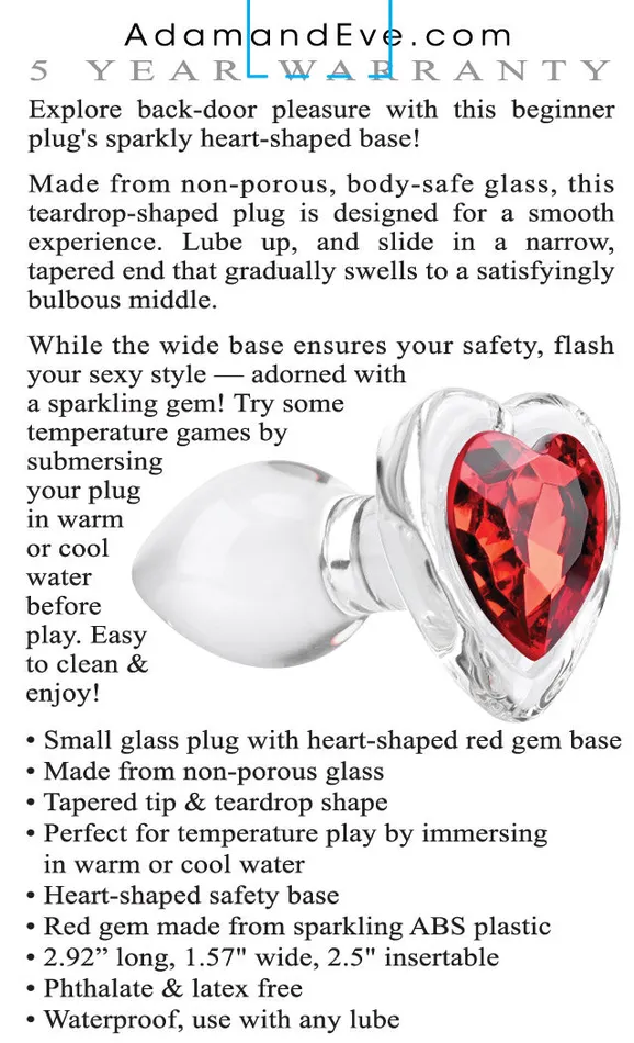Anal | Evolved Novelties Adam & Eve Red Heart Gem Glass Plug