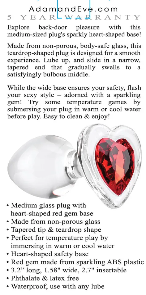 Anal | Evolved Novelties Adam & Eve Red Heart Gem Glass Plug