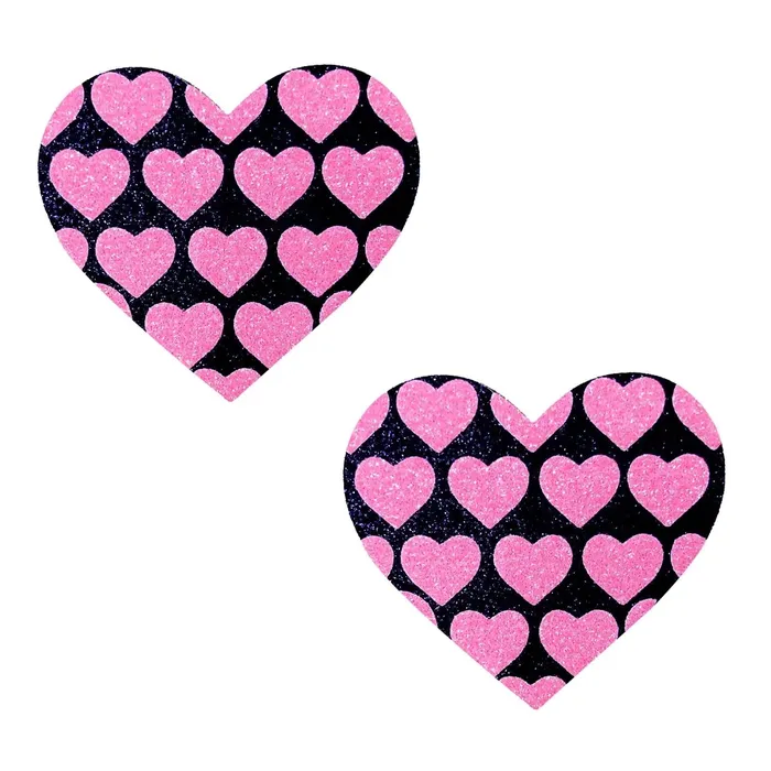 Anal Neva Nude Pink Heart Neon Valentines Black Glitter Heart Nipple Cover Pasties