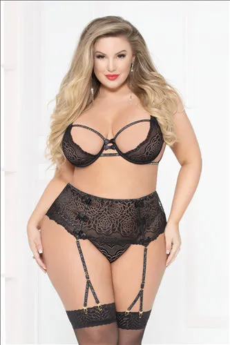 Anal Seven Til Midnight Lace Strappy Bra Set Black 3x4x