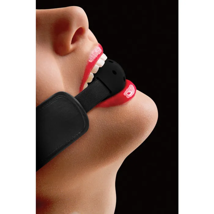 Anal Shots Ouch Brace Ball Gag W Stretchable Strap Black