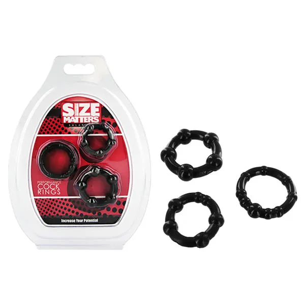 Dildos | XR Brands Size Matters Performance Cock Rings - Black Cock Rings - Set of 3 Sizes Dildos | XR Brands Size Matters Performance Cock Rings - Black Cock Rings - Set of 3 Sizes