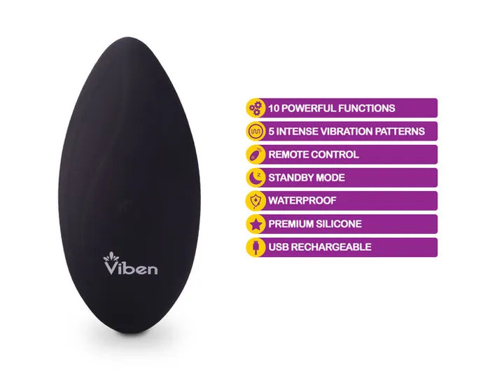 Female Sex Toys | Viben Racy - Remote Control 10 Function Panty Vibrator - Black Vibrator