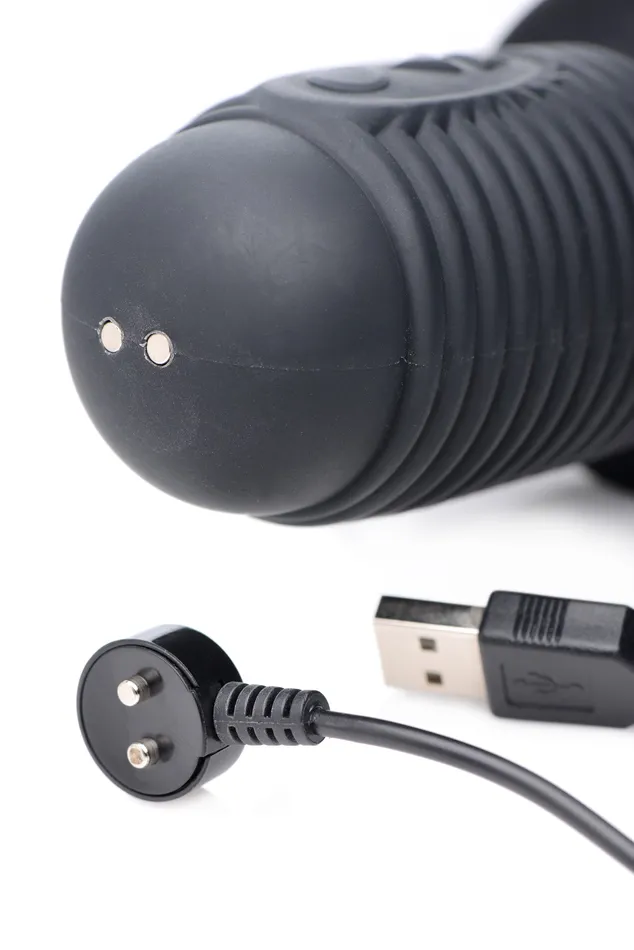 Female Sex Toys | XR Brands Master Series Power Pounder Vibrating & Thrusting Ribbed Dildo