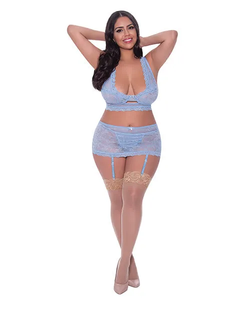 Magic Moments Int'l Couples | Ooh La Lace Bralette, Garter Skirt & G-string Periwinkle