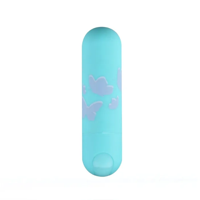 Maia Toys Vibrators Julia Butterfly Print Mini Bullet Teal Blue