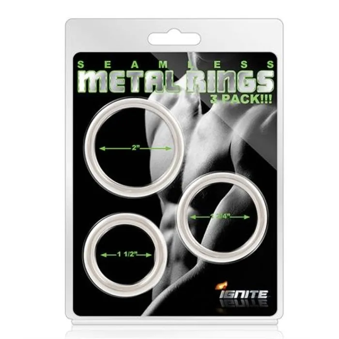 Male Sex Toys Seamless Metal Rings 3 Pack SI Novelties