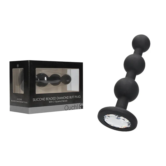 Shots America Anal Silicone Beaded Diamond Butt Plug Black