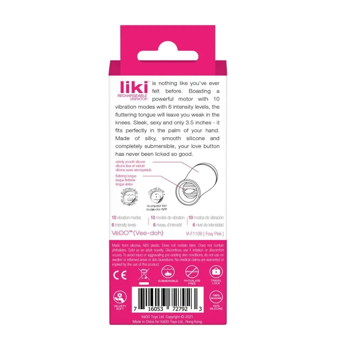 Vibrators | Vedo Liki Rechargeable Flicker Vibe - Foxy Pink Vibrators | Vedo Liki Rechargeable Flicker Vibe - Foxy Pink