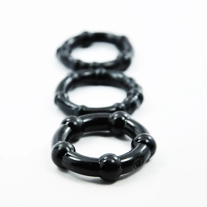 Anal Cloud 9 Cockring Combo Beaded Black Cloud 9