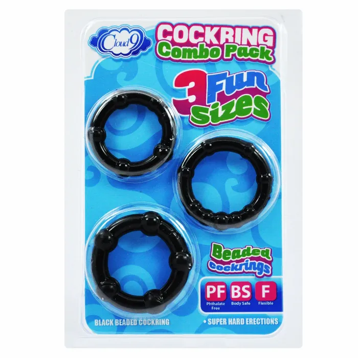Anal Cloud 9 Cockring Combo Beaded Black Cloud 9
