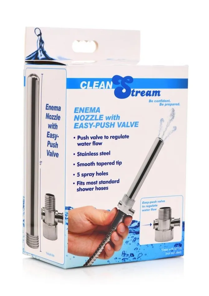 Cleanstream Male Sex Toys Cleanstream Enema Nozzle Stainless Steel with Push Valve