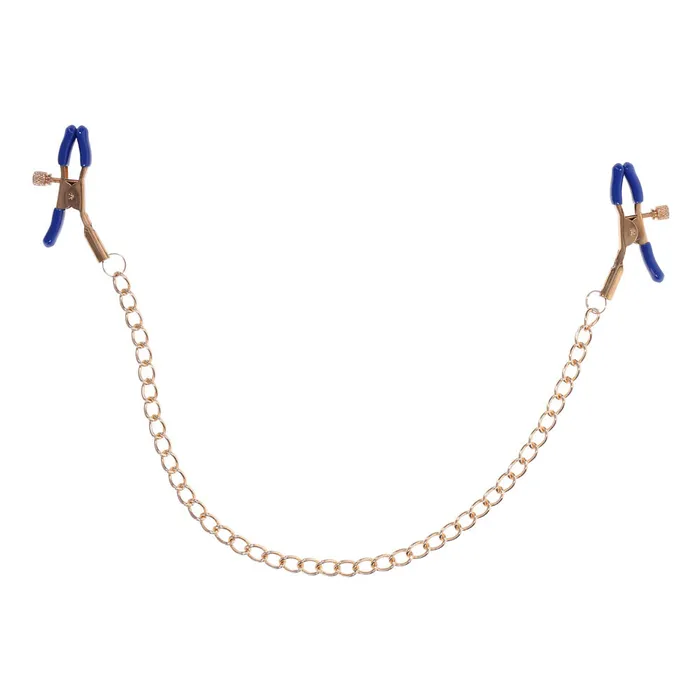 Couples Sex Mischief Cougar Chained Nipple Clamps Gold Sportsheets
