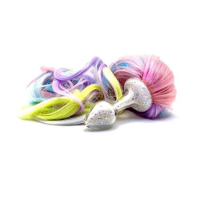 Crystal Delights Anal Crystal Delights Pony Tail Plug Glass with 4 Tail Colors