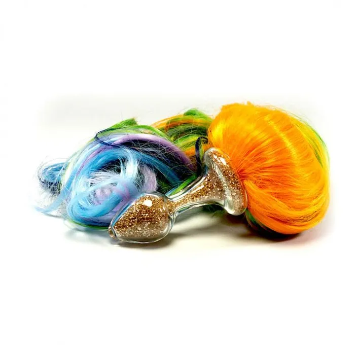 Crystal Delights Anal Crystal Delights Pony Tail Plug Glass with 4 Tail Colors