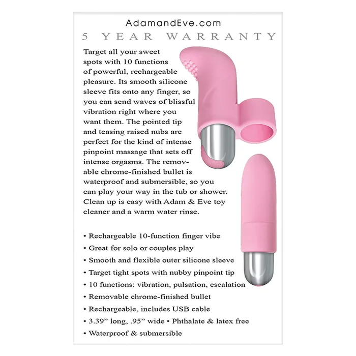Curve Toys Vibrators Adam Eve Silicone Finger Vibe Pink