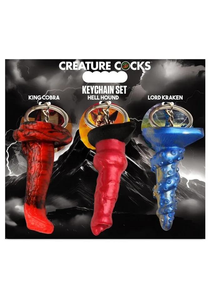 Dildos Creature Cocks Creature Cocks King Cobra HellHound and Lord Kraken Keychain Set 3 Piece Assorted