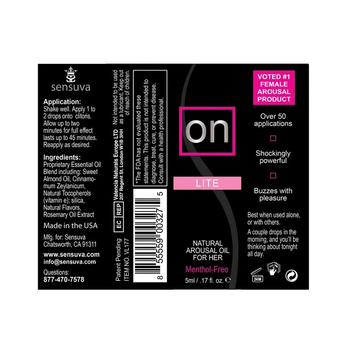 Female Sex Toys ON Natural Arousal Oil For Her Lite 5 ml Bottle Nasstoys