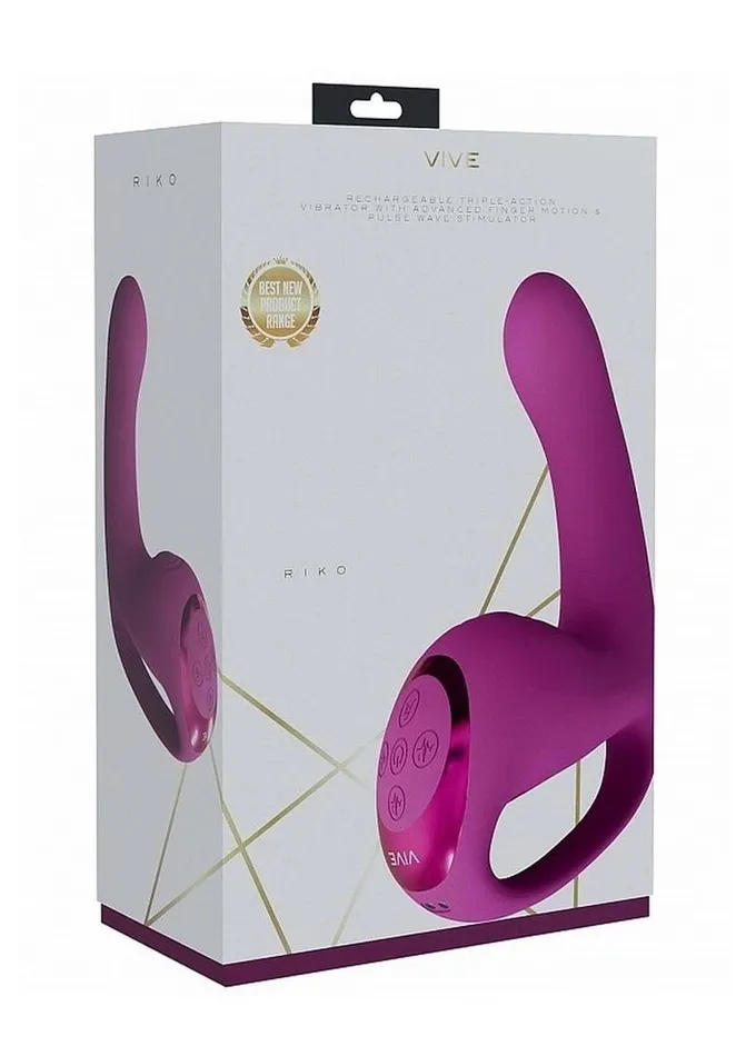 Female Sex Toys Vive by Shots Vive Riko Rechargeable Silicone Triple Motor Thumper with Finger Motion Vibrator