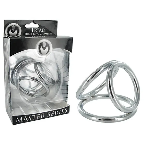 Male Sex Toys Master Series The Triad Metal Chamber Cock and Ball Ring XR Brands Male Sex Toys Master Series The Triad Metal Chamber Cock and Ball Ring XR Brands