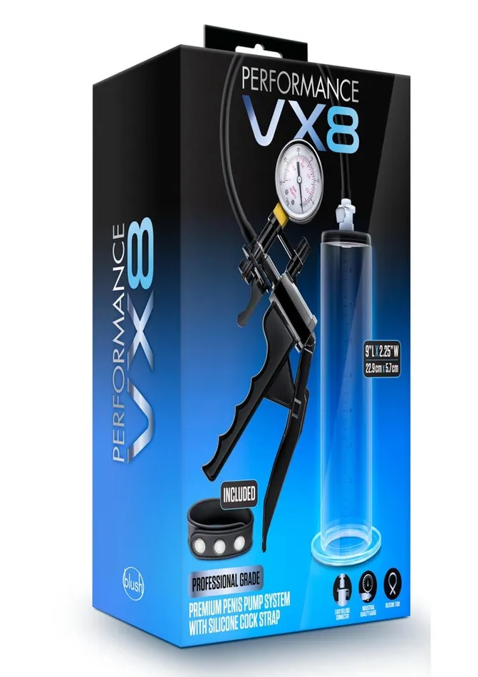 Male Sex Toys Performance Vx8 Premium Penis Pump System with Silicone Cock Strap Performance