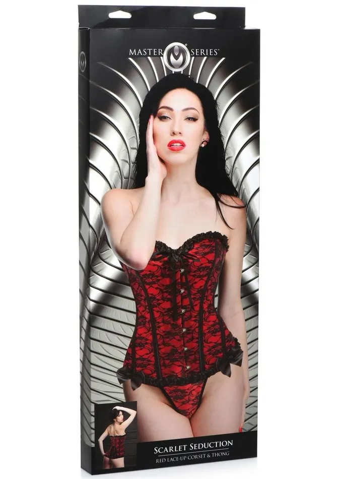 Master Series Male Sex Toys Master Series Scarlet Seduction LaceUp Corset and Thong
