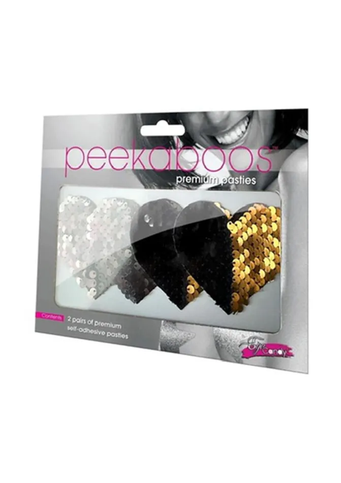 PEEKABOO Vibrators Peekaboos Reversilbe Sequin Hearts Pasties