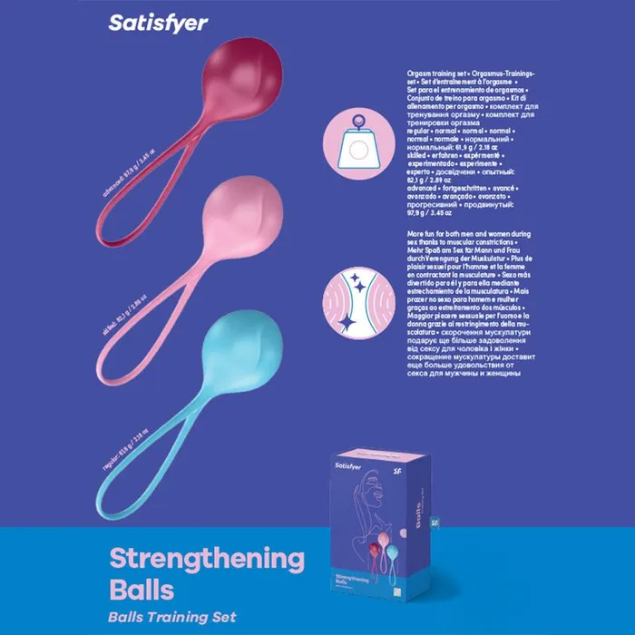 Satisfyer Female Sex Toys Satisfyer Strengthening Balls Coloured Weighted Kegel Balls Set of 3 Satisfyer Female Sex Toys Satisfyer Strengthening Balls Coloured Weighted Kegel Balls Set of 3
