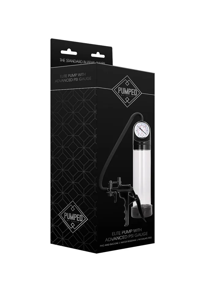 Shots Pumped Elite Pump With Advanced PSI Gauge Transparent Male Sex Toys