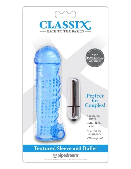 Classix Textured Sleeve Bullet Blue Pipedream Products Male Sex Toys