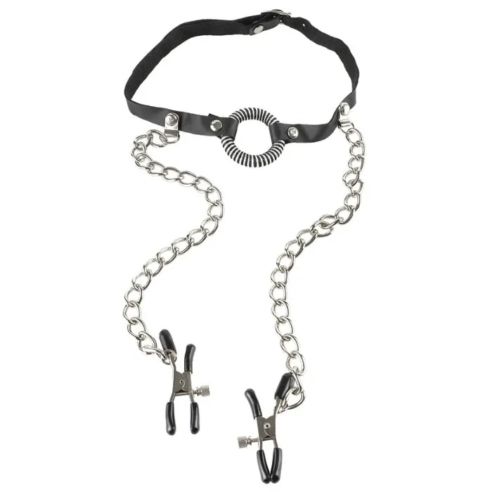 Couples HOL Fetish Fantasy ORing Gag With Nipple Clamps