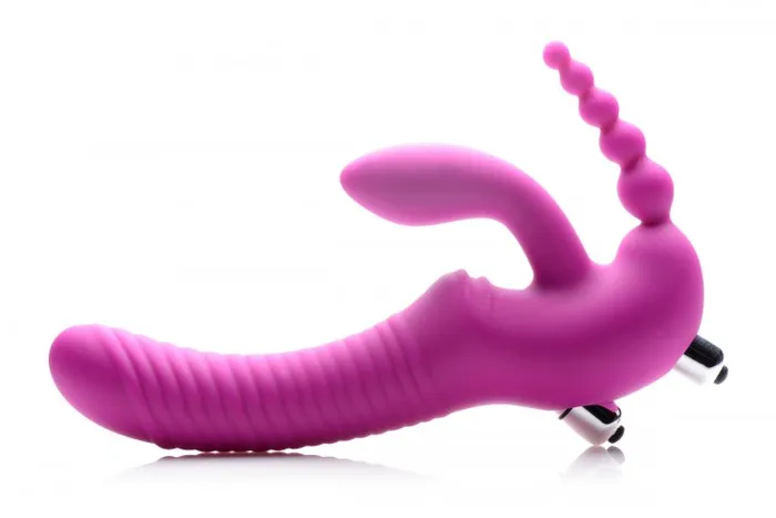 Female Sex Toys XR Brands Strap U Regal Rider Vibrating Strapless Strap on Triple G Dildo Pink Female Sex Toys XR Brands Strap U Regal Rider Vibrating Strapless Strap on Triple G Dildo Pink