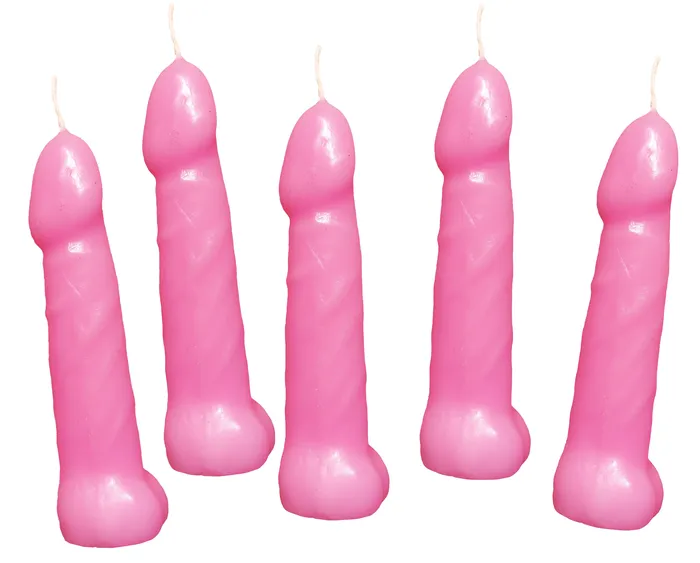 Hott Products Vibrators Bachelorette Pecker Party Pink Candles 5pk