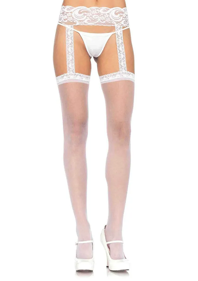 Leg Avenue Bodystockings Playsuits Sheer Thigh Highs One Size White