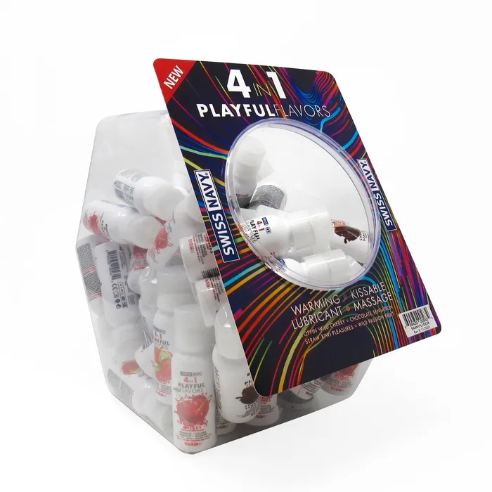 MD Science Lab Female Sex Toys Swiss Navy 4in1 Playful Flavors 50 Count Bowl Assorted Flavors 1 Fl Oz Bottles