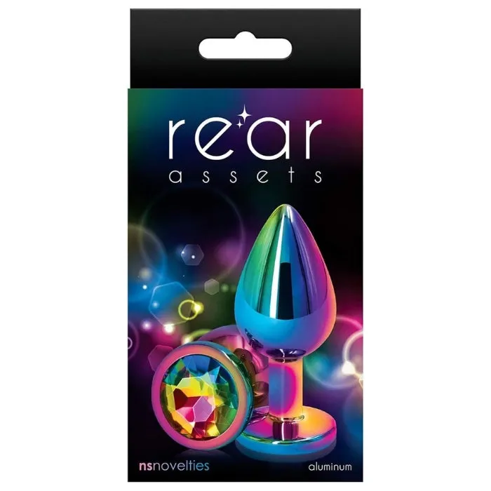 Male Sex Toys Rear Assets Rainbow Anal Plug with Rainbow Stone Round Medium WIL