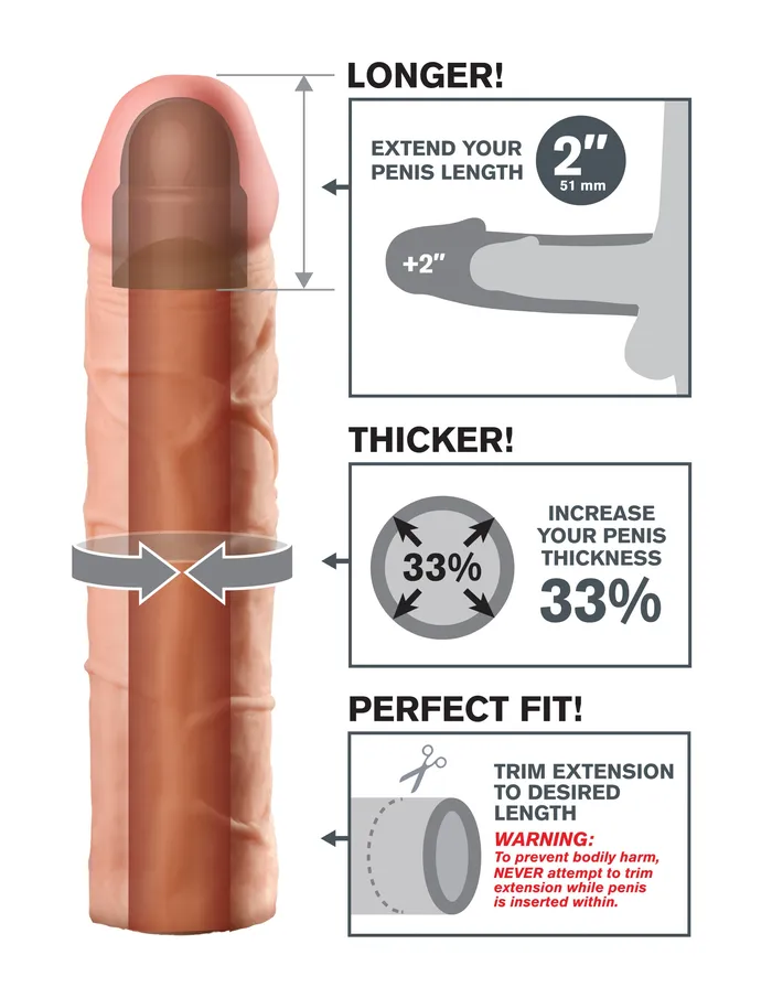 Pipedream Products Male Sex Toys Fantasy Xtensions Perfect Extension 2in Flesh