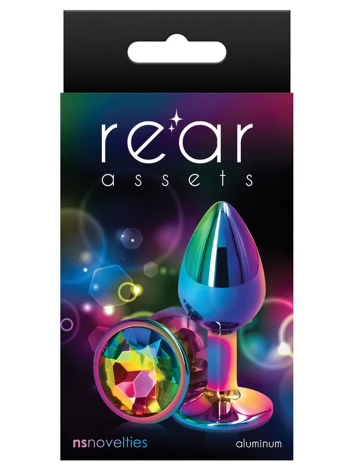 Rear Assets Small Butt Plug Rainbow with Rainbow Gem NS Novelties Anal
