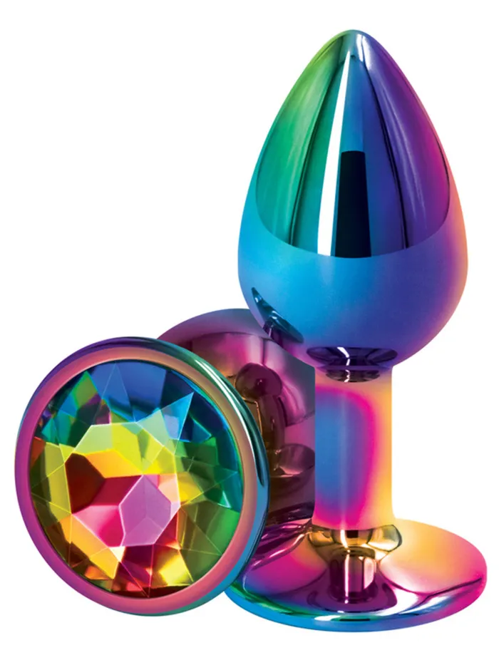 Rear Assets Small Butt Plug Rainbow with Rainbow Gem NS Novelties Anal