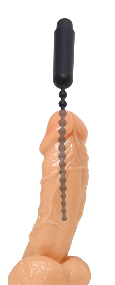 XR Brands Master Series Female Sex Toys Dark Rod Vibrating Beaded Silicone Sound