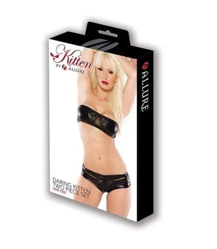 Allure Lingerie Anal Daring Kitten Two Piece Set One Size Black