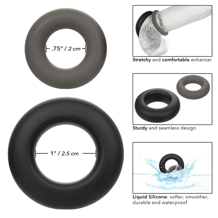 Alpha Liquid Silicone Prolong Set of 2 Blackgray CalExotics Anal Alpha Liquid Silicone Prolong Set of 2 Blackgray CalExotics Anal