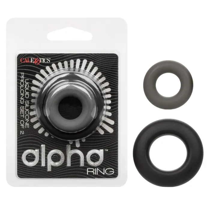Alpha Liquid Silicone Prolong Set of 2 Blackgray CalExotics Anal Alpha Liquid Silicone Prolong Set of 2 Blackgray CalExotics Anal