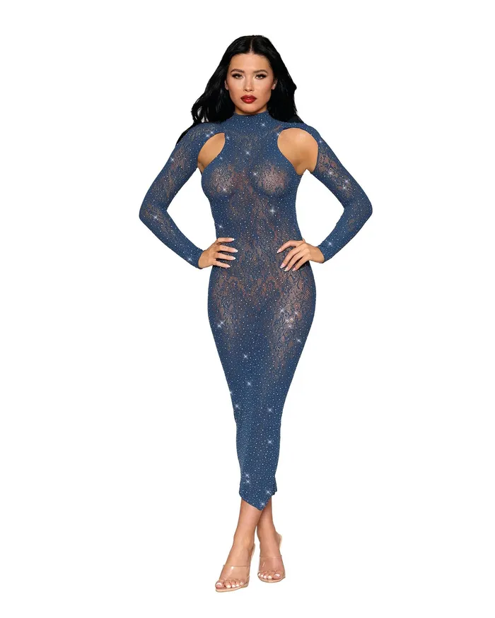 Bodystocking Gown Dmnd One Size Navy Dreamgirl Bodystockings Playsuits