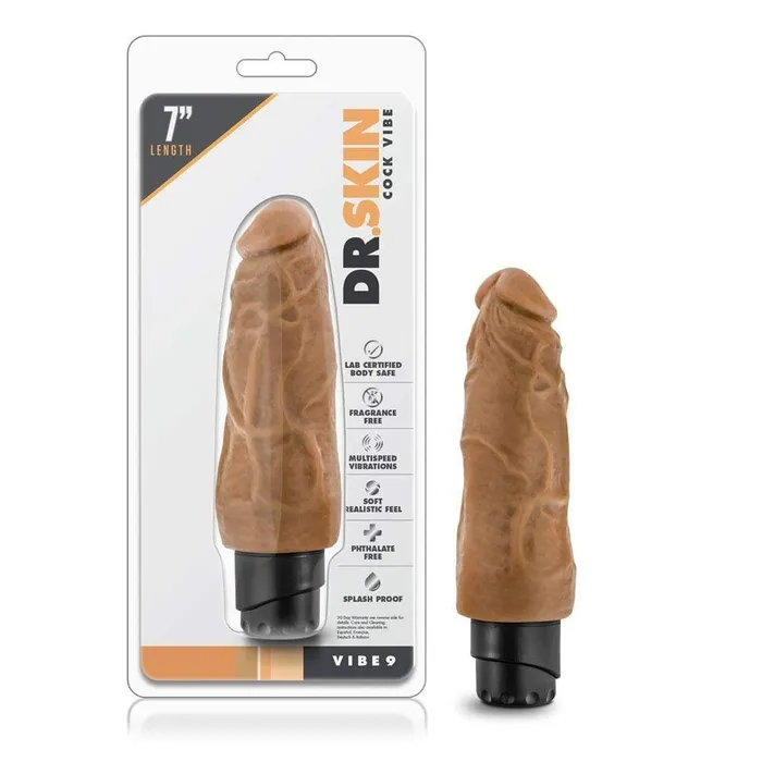 Dr Skin Cock Vibe 9 75 Inch Vibrating Cock Mocha Blush Novelties Dildos