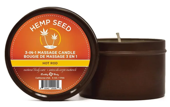 Earthly Body Female Sex Toys 3in1 Massage Candle Hot Rod With Hemp 6oz